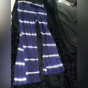 Women’s Blue and White Tie-Dye Flare Pants- Worn Once